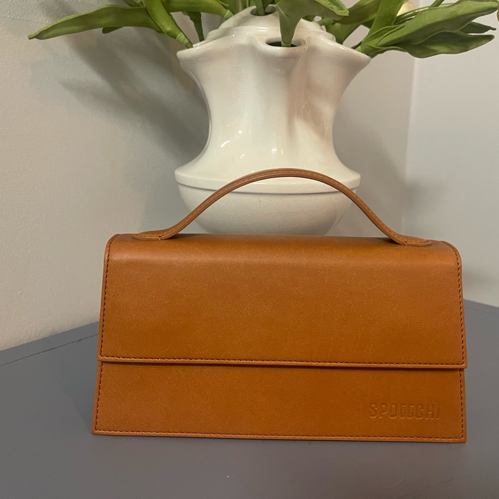 Spottchi Brown Leather Top-Handle Women's Bag